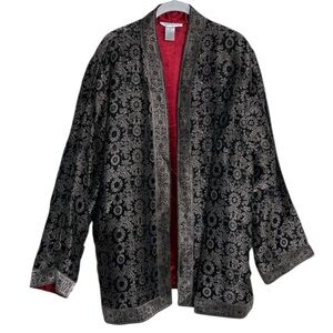 Soft Surroundings Metallic Floral Jacquard Kimono Jacket